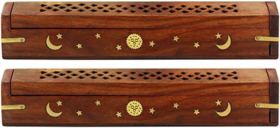 Wood Coffin Style Incense Burner - Two per Box