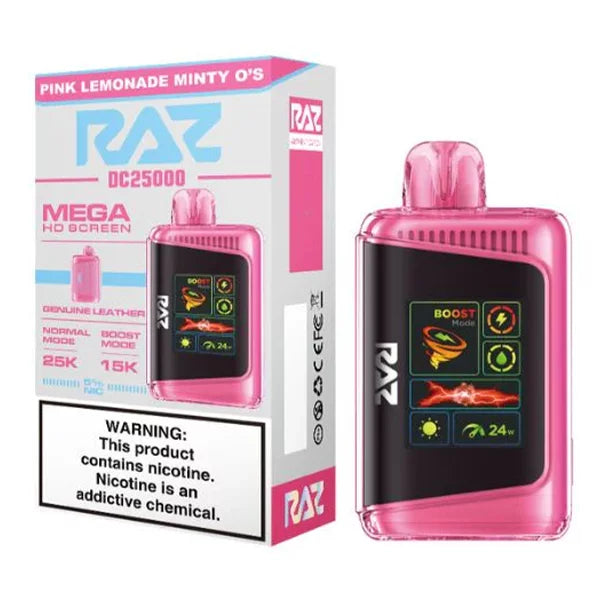 Raz- Pink Lemonade Minty O's 25000 Puffs- 5 Count Display